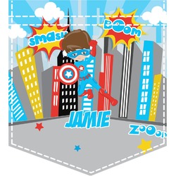 Superhero in the City Iron On Faux Pocket (Personalized)