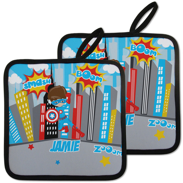 Superhero in the City Pot Holders - Set of 2 MAIN