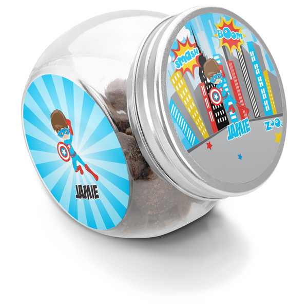Custom Superhero in the City Puppy Treat Jar (Personalized)