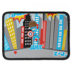 Superhero in the City Iron On Rectangle Patch w/ Name or Text