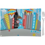 Superhero in the City Rectangular Glass Appetizer / Dessert Plate - Single or Set (Personalized)