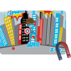 Superhero in the City Rectangular Fridge Magnet (Personalized)