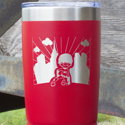 Superhero in the City 20 oz Stainless Steel Tumbler - Red - Single Sided