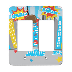 Superhero in the City Rocker Style Light Switch Cover - Two Switch (Personalized)