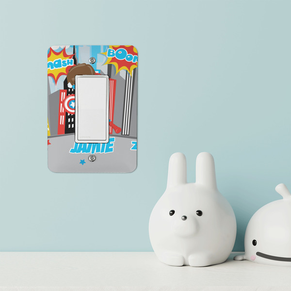 Superhero in the City Rocker Light Switch Covers - Single - IN CONTEXT