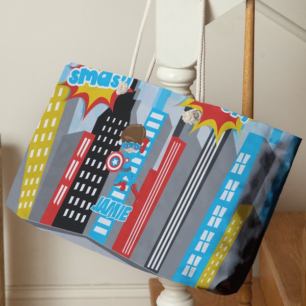 Superhero in the City Large Rope Tote - Life Style