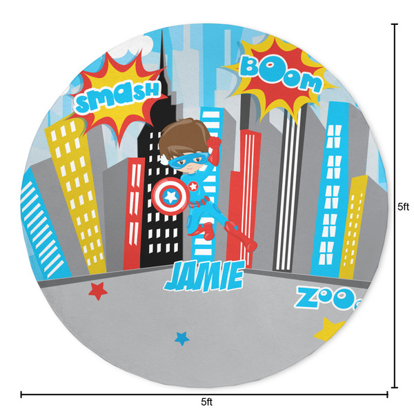 Superhero in the City Round Area Rug - Size
