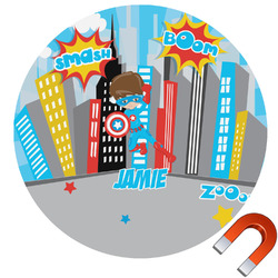 Superhero in the City Round Car Magnet - 6" (Personalized)