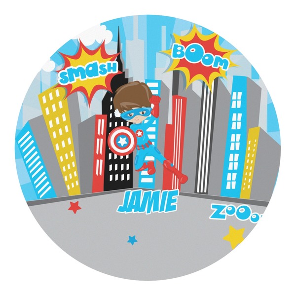 Custom Superhero in the City Round Decal - XLarge (Personalized)