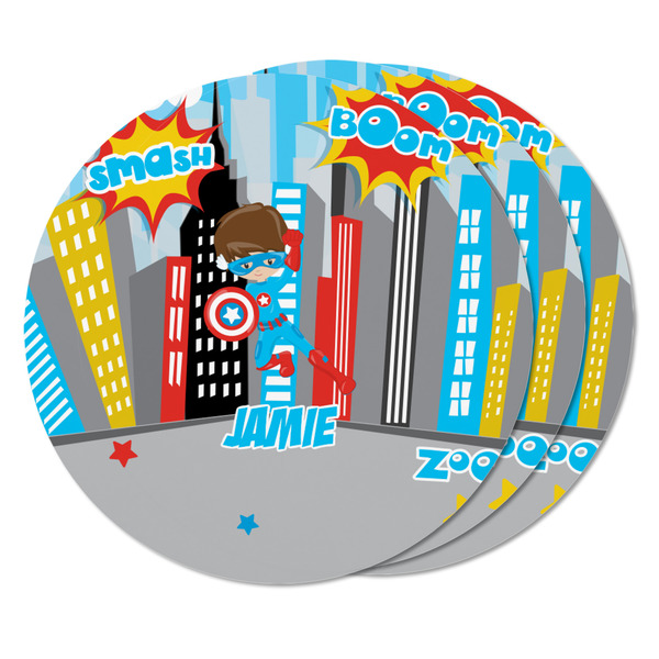 Superhero in the City Round Fridge Magnet - THREE