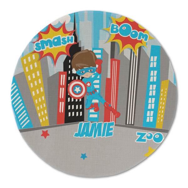 Superhero in the City Round Linen Placemats - FRONT (Single Sided)