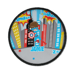 Superhero in the City Iron On Round Patch w/ Name or Text