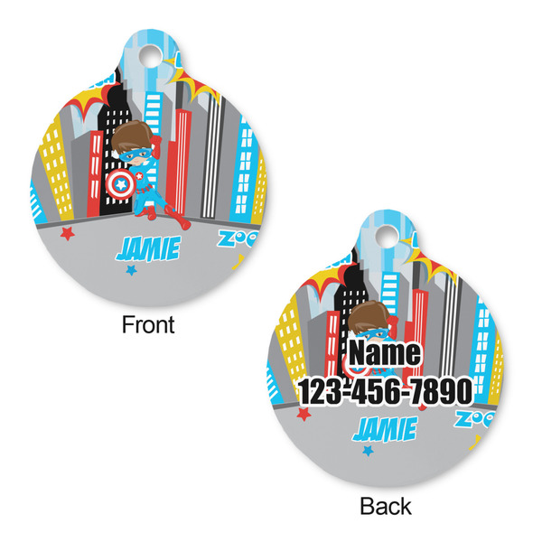 Superhero in the City Round Pet ID Tag - Large - Approval