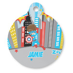Superhero in the City Round Pet ID Tag - Large (Personalized)