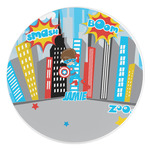 Superhero in the City Round Stone Trivet (Personalized)