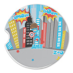 Superhero in the City Sandstone Car Coaster - Single (Personalized)