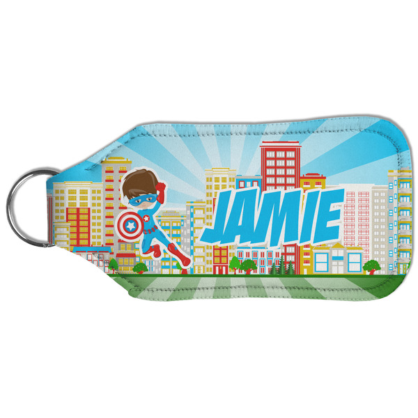 Superhero in the City Sanitizer Holder Keychain - Large (Back)