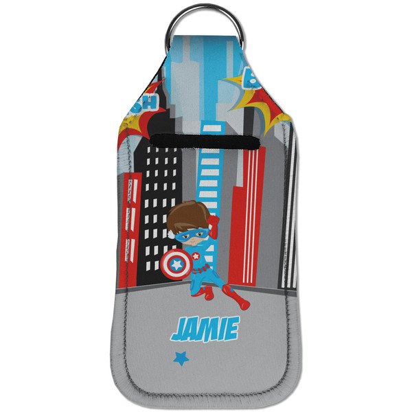 Superhero in the City Sanitizer Holder Keychain - Large (Front)