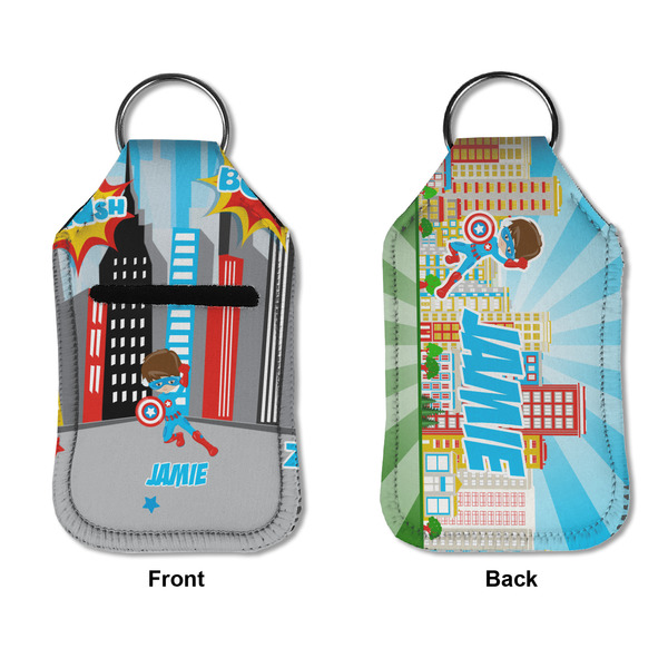 Superhero in the City Sanitizer Holder Keychain - Small APPROVAL (Flat)