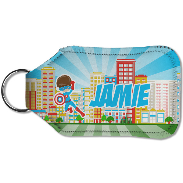 Superhero in the City Sanitizer Holder Keychain - Small (Back)
