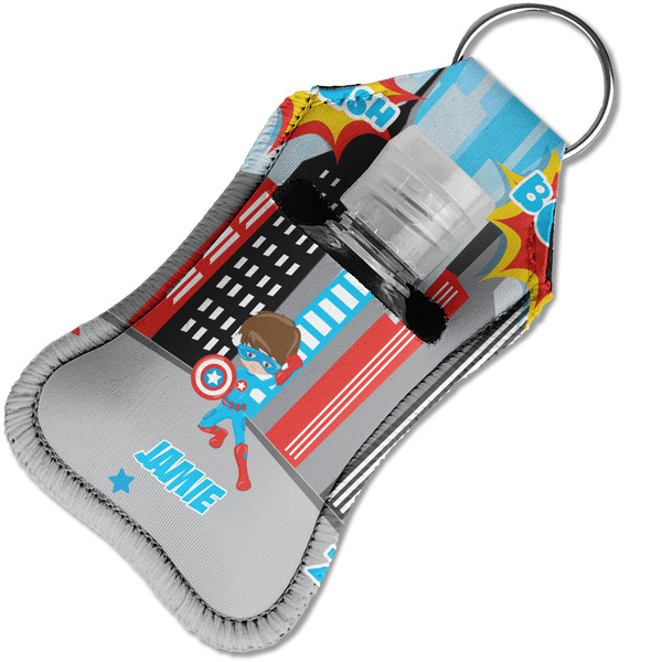 Superhero in the City Sanitizer Holder Keychain - Small in Case
