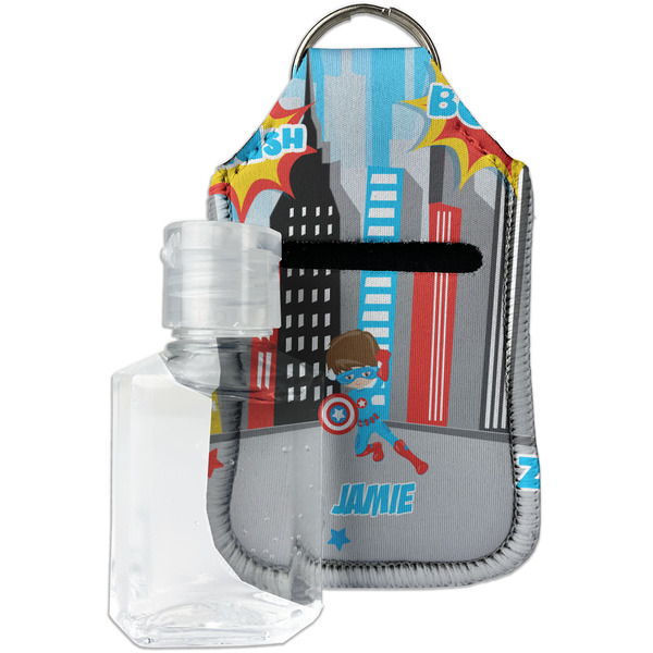 Custom Superhero in the City Hand Sanitizer & Keychain Holder - Small (Personalized)