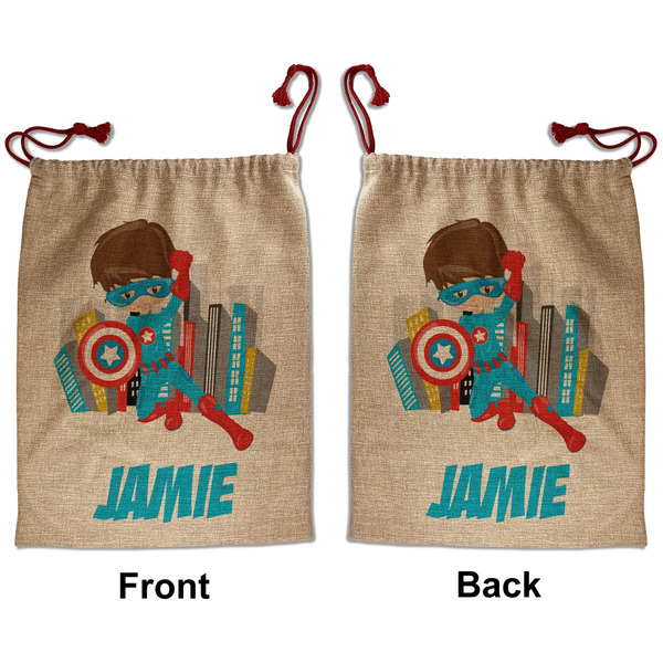 Custom Superhero in the City Santa Sack - Front & Back (Personalized)