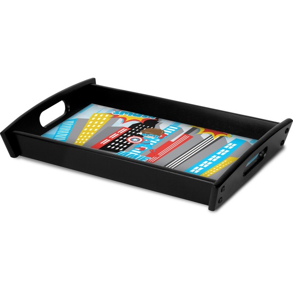 Superhero in the City Serving Tray Black - Corner
