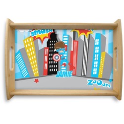 Superhero in the City Natural Wooden Tray - Small (Personalized)