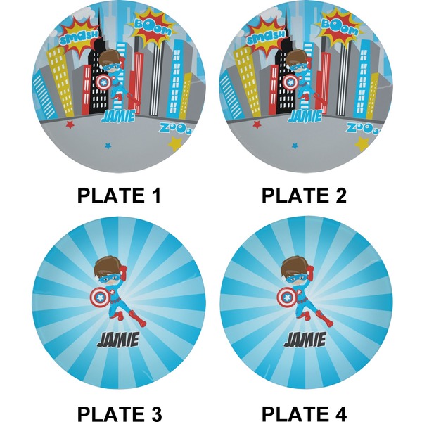 Superhero in the City Set of Appetizer / Dessert Plates (Approval)