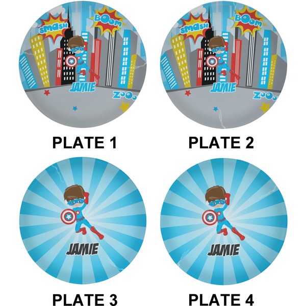 Superhero in the City Set of Lunch / Dinner Plates (Approval)