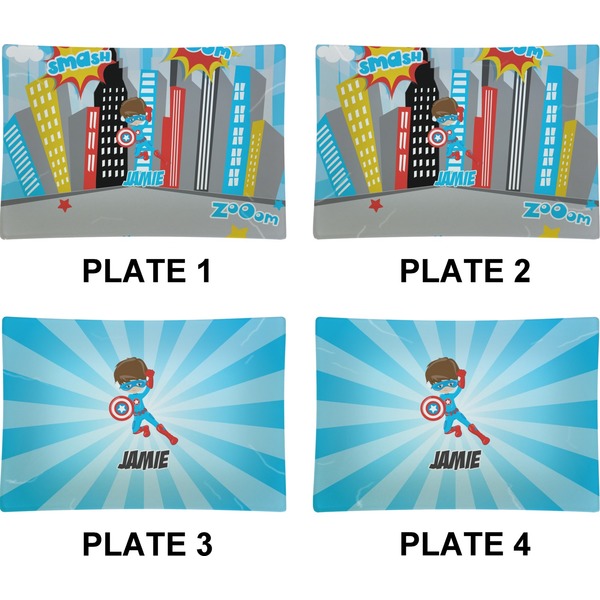 Superhero in the City Set of Rectangular Appetizer / Dessert Plates (Approval)
