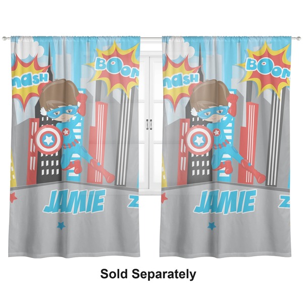 Superhero in the City Sheer Curtains