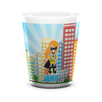 Superhero in the City Ceramic Shot Glass - 1.5 oz - White - Set of 4 (Personalized)