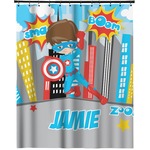 Superhero in the City Extra Long Shower Curtain - 70"x84" (Personalized)
