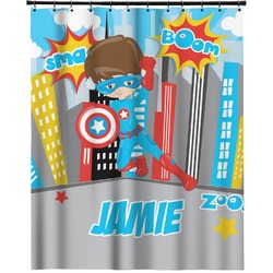 Superhero in the City Extra Long Shower Curtain - 70"x84" (Personalized)
