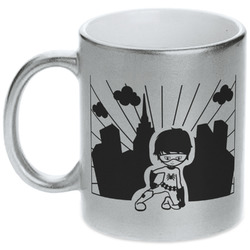 Superhero in the City Metallic Silver Mug