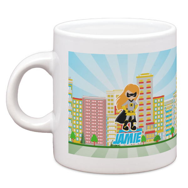 Custom Superhero in the City Espresso Cup (Personalized)