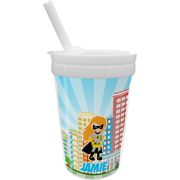 Custom Superhero in the City Sippy Cup with Straw (Personalized)