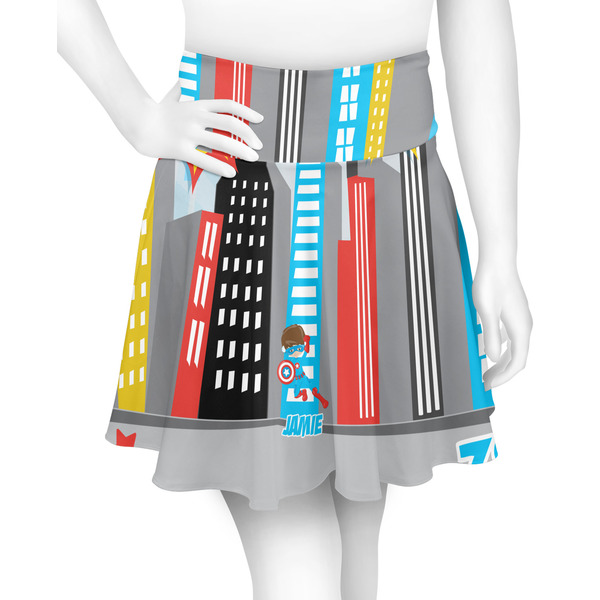 Custom Superhero in the City Skater Skirt - Large (Personalized)