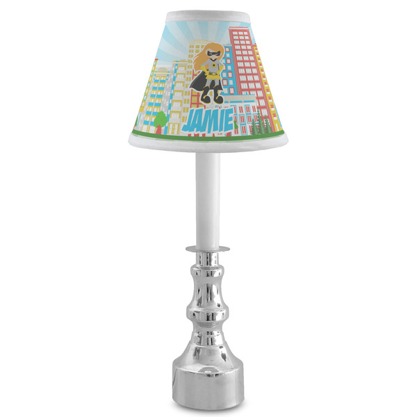 Superhero in the City Small Chandelier Lamp - LIFESTYLE (on candle stick)