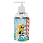 Superhero in the City Plastic Soap / Lotion Dispenser (8 oz - Small - White) (Personalized)