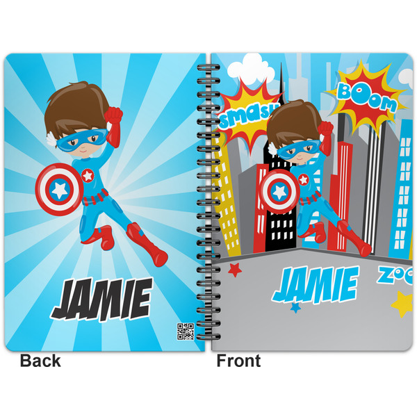 Superhero in the City Spiral Journal 7 x 10 - Apvl