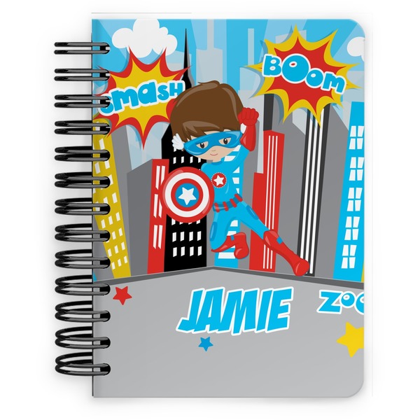 Custom Superhero in the City Spiral Notebook - 5x7 w/ Name or Text