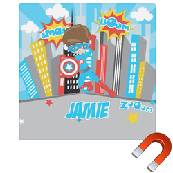 Superhero in the City Square Car Magnet - 6" (Personalized)