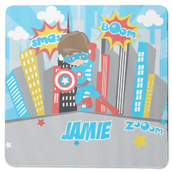Superhero in the City Square Rubber Backed Coaster (Personalized)