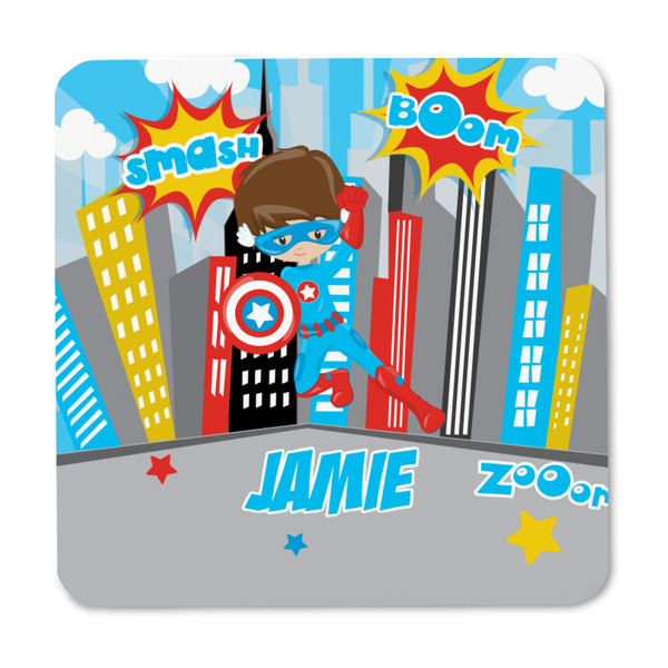 Superhero in the City Square Fridge Magnet - FRONT