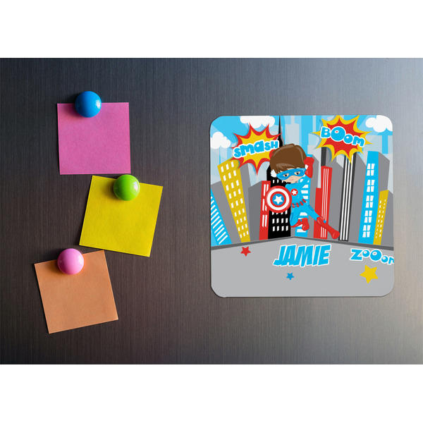 Superhero in the City Square Fridge Magnet - LIFESTYLE