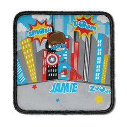 Superhero in the City Iron On Square Patch w/ Name or Text