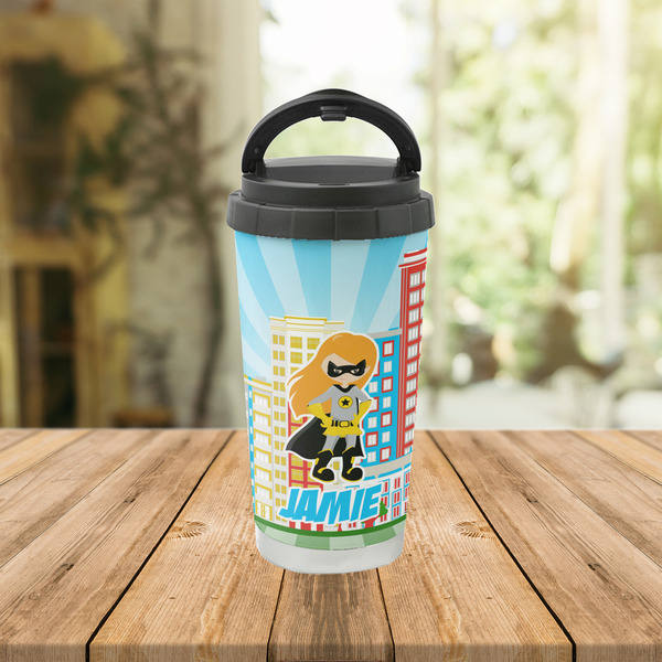Superhero in the City Stainless Steel Travel Cup Lifestyle